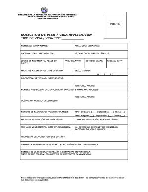 PHOTO SOLICITUD DE VISA VISA APPLICATION TIPO DE VISA