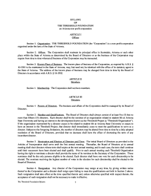 1 BYLAWS OF THE THRESHOLD FOUNDATION an Arizona non ...