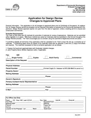 Application for Design Review Changes to