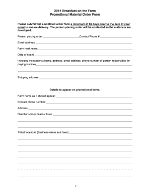 BOTF Order form template 2011 - Breakfast onthe Farm