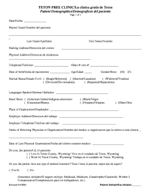Client Intake Form Un Formulario de Admisin de Cliente - Teton Free Clinic Jackson Wyoming - tetonfreeclinic