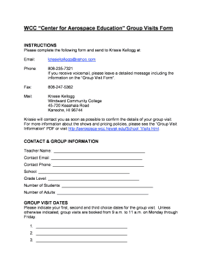 Group Visit Form - University of Hawaii