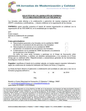 Solicitud de patrocinio VIII JOMCAL - calidadmalagaeu