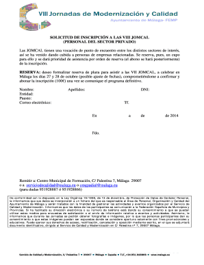 Solicitud de asistencia sector privado VIII JOMCAL