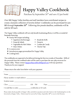 Fillable Online cookbook pre-order form Fax Email Print - pdfFiller