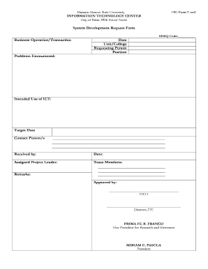 Fillable Online mmsu edu System Development Request Form - Mariano ...