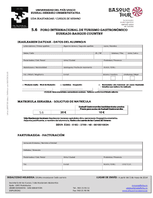 University of the Basque Country Summer Course Registration Form