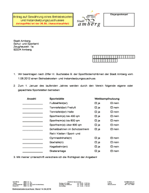 Betriebskosten- und Instandsetzungszuschuss - Stadt Amberg