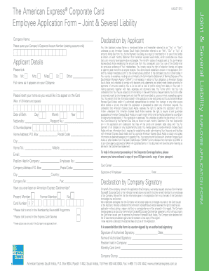 Employment form - The American Express Corporate bCardb Employee bApplicationb bb