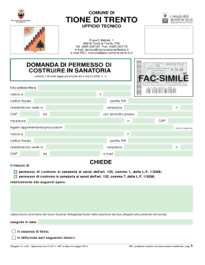 Istanza di permesso di costruire in sanatoria - Comune Tione di Trento