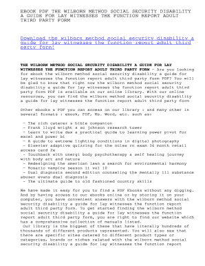 Disability function report example answers for back pain - THE WILBORN METHOD SOCIAL SECURITY DISABILITY A GUIDE FOR LAY WITNESSES THE FUNCTION REPORT ADULT THIRD PARTY FORM PDF THE WILBORN METHOD SOCIAL SECURITY DISABILITY A GUIDE FOR LAY WITNESSES THE FUNCTION REPORT ADULT THIRD PARTY FORM PDF - -