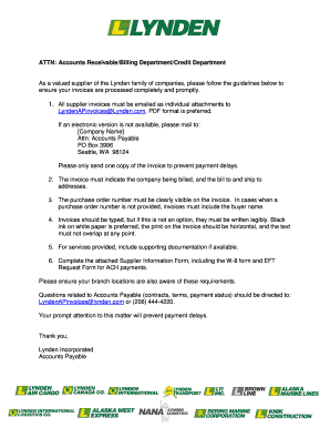 Billing statement vs invoice - ATTN: Accounts Receivable/Billing Department/Credit Department As a valued supplier of the Lynden family of companies, please follow the guidelines below to ensure your invoices are processed completely and promptly