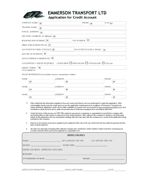 APPLICATION FOR CREDIT ACCOUNT - bemmersontransportbbcobbnzb