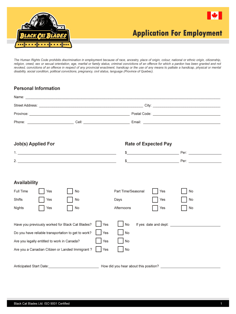 Fillable Online Personal Information Job(s) Applied For Rate of