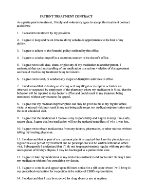Fillable Online PATIENT TREATMENT CONTRACT Fax Email Print - pdfFiller