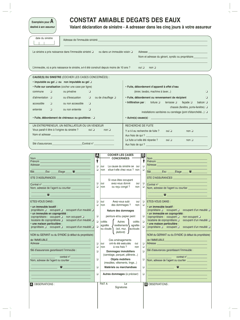 Constat dégâts des eaux pdf: Fill out & sign online