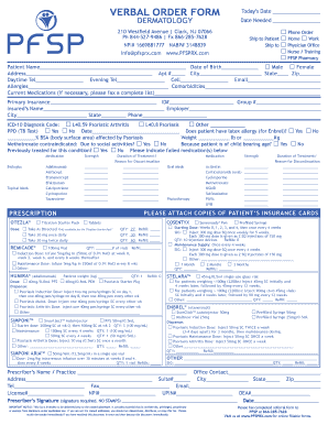 Verbal order form - PFSP