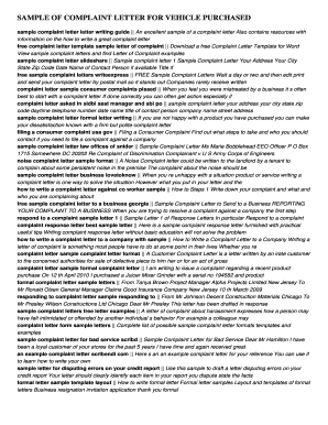 Complaint sheet example - Sample of complaint letter for vehicle purchased Download Free sample of complaint letter for vehicle purchased