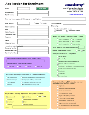 Soccer cv template - Application for Enrolment Date: Family name: First name(s): Male Female