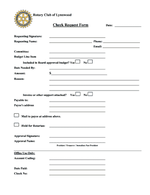 Check Request Form - Rotary Club of Lynnwood