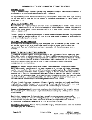 Informed Consent for Panniculectomy Surgery