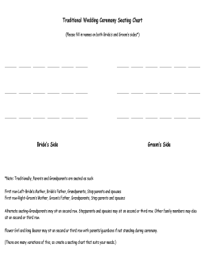 Fillable Online Traditional Wedding Ceremony Seating Chart Fax Email ...
