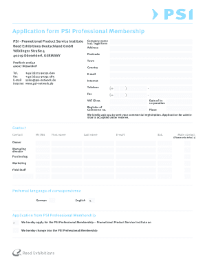 BApplication formb PSI Professional Membership