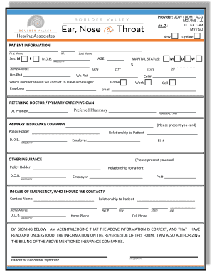 PATIENT INFORMATION - Boulder Valley Ear Nose and Throat