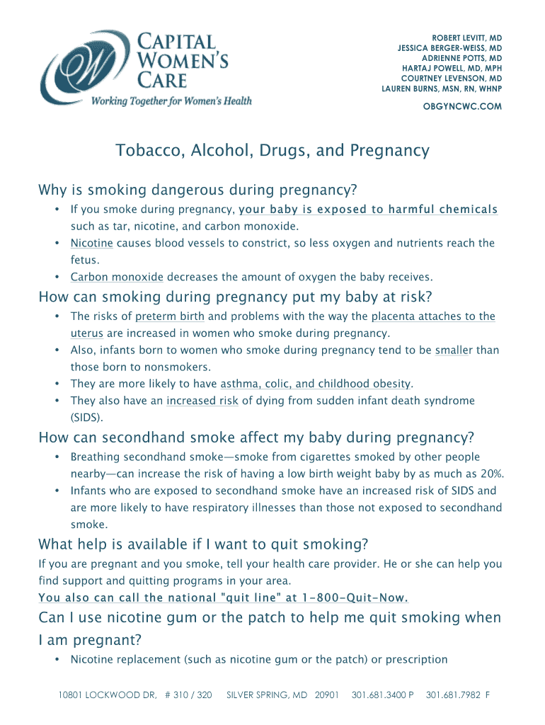 Fillable Online Why is smoking dangerous during pregnancy Fax Email