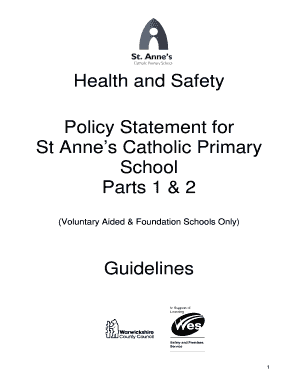 St Annes Health and safety policy for VA Sections12 lVolAidedFoundationSchoolsOnlyMay 12doc - stannescatholicprimarynuneaton co
