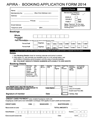 BAPIRAb - BOOKING APPLICATION FORM 2014 - apira org