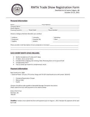 Lance consultant contract template - RMTA Trade Show Registration Form Deerfoot Inn &amp - rmta