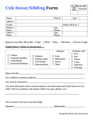 Cub bScoutbSibling bFormb - Gulf Stream Council