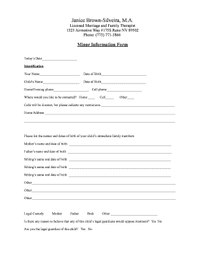 Family life merit badge workbook - Licensed Marriage and Family Therapist 1325 Airmotive Way #175S Reno NV 89502 Phone: (775) 7713866 Minor Information Form