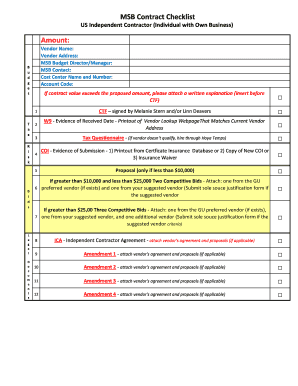 Fillable Online web1 msb Amount: MSB Contract Checklist Fax Email Print ...