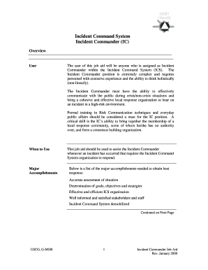 Incident Command System Incident Commander IC