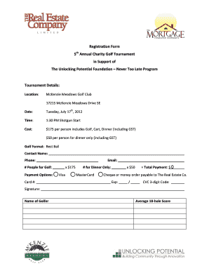 Golf Tournament Registration Form - unlockingpotential