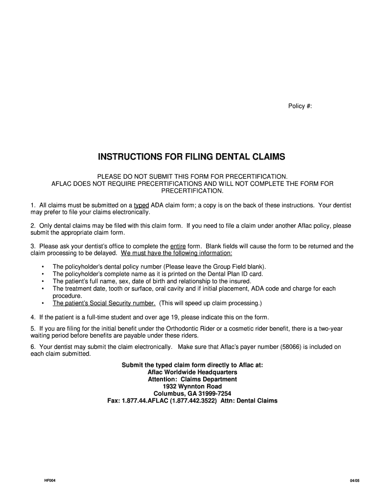 4 - bPDFb Claimforms HF004 Dental - TLC Insurance Preview on Page 1