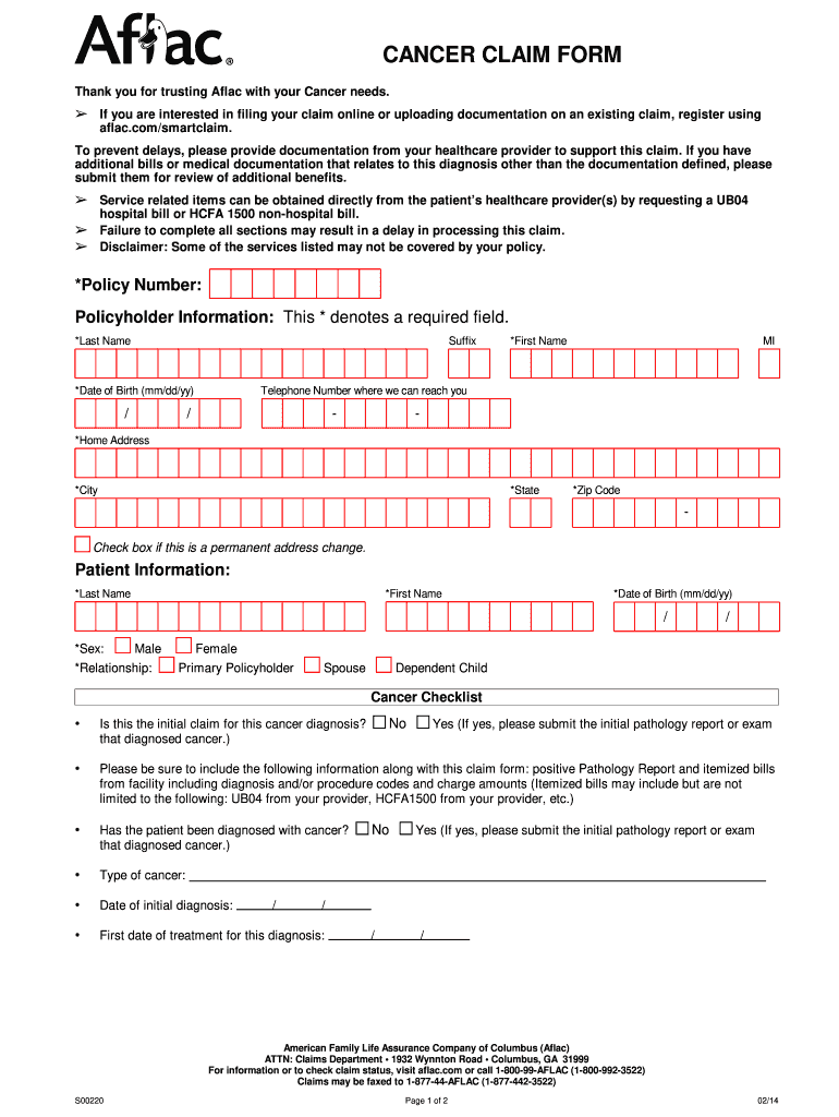 20142022 Form Aflac S00220 Fill Online, Printable, Fillable, Blank