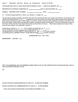 Section 1 Membership Data Fees Receipts and Disbursements Revised 01 01 00