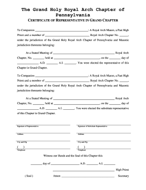 Certificate of Representative in Grand Chapterdoc