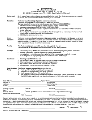 Renter must Event Event Insurance and produce a letter or