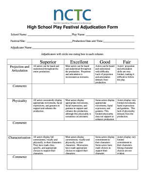 High School Play Festival Adjudication Form - nctc