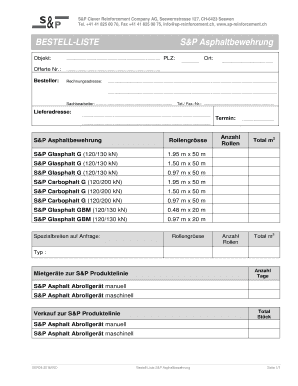 Cba deposit slip - BESTELL-LISTE S&P Asphaltbewehrung - sp-reinforcement