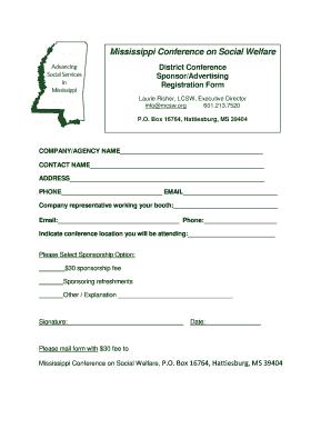 Sponsorship Registration Form - MCSW Mississippi Conference ... - mcsw