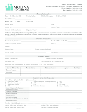 (800) 526-8196 Fax Number: (866 - Molina Healthcare Fill Online, Printable, Fillable, Blank ...
