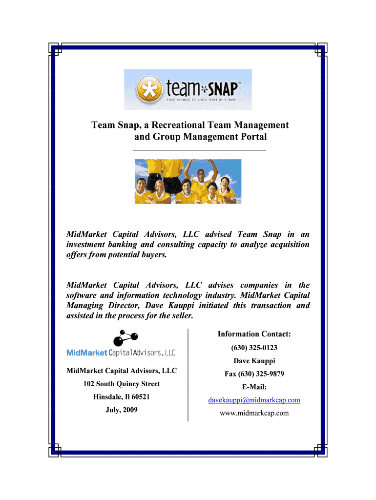 Fillable Online Team Snap a Recreational Team Management and Group
