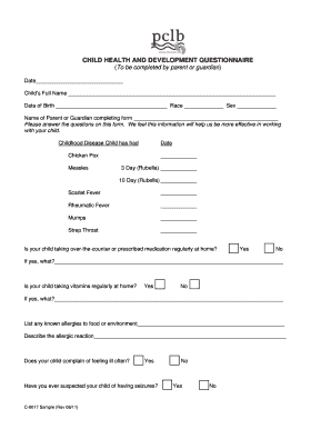 Child Health and Development Questionnaire