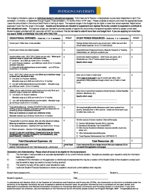 BAwardb budget bformb - Ryerson University - ryerson