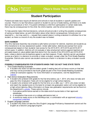 Fillable Online Guidance on Student Participation in State Tests Ohio ...